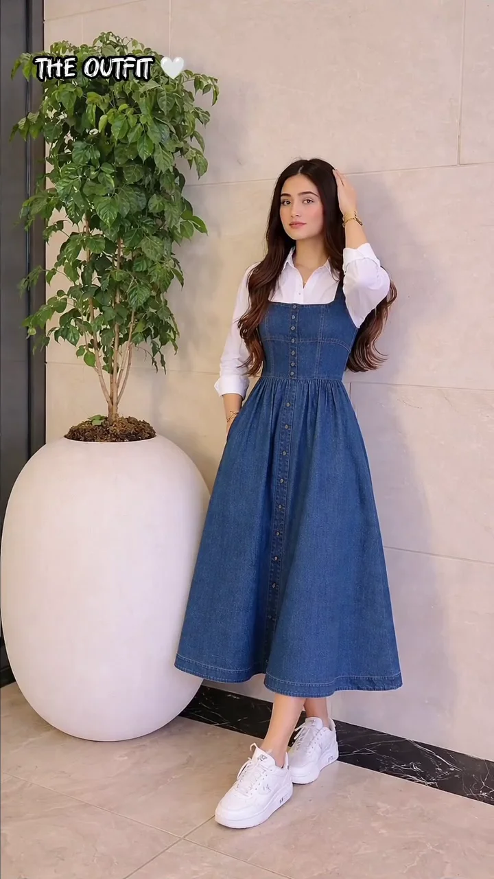🌿✨ “Effortless Charm” Denim Midi Dress Set ✨🌿